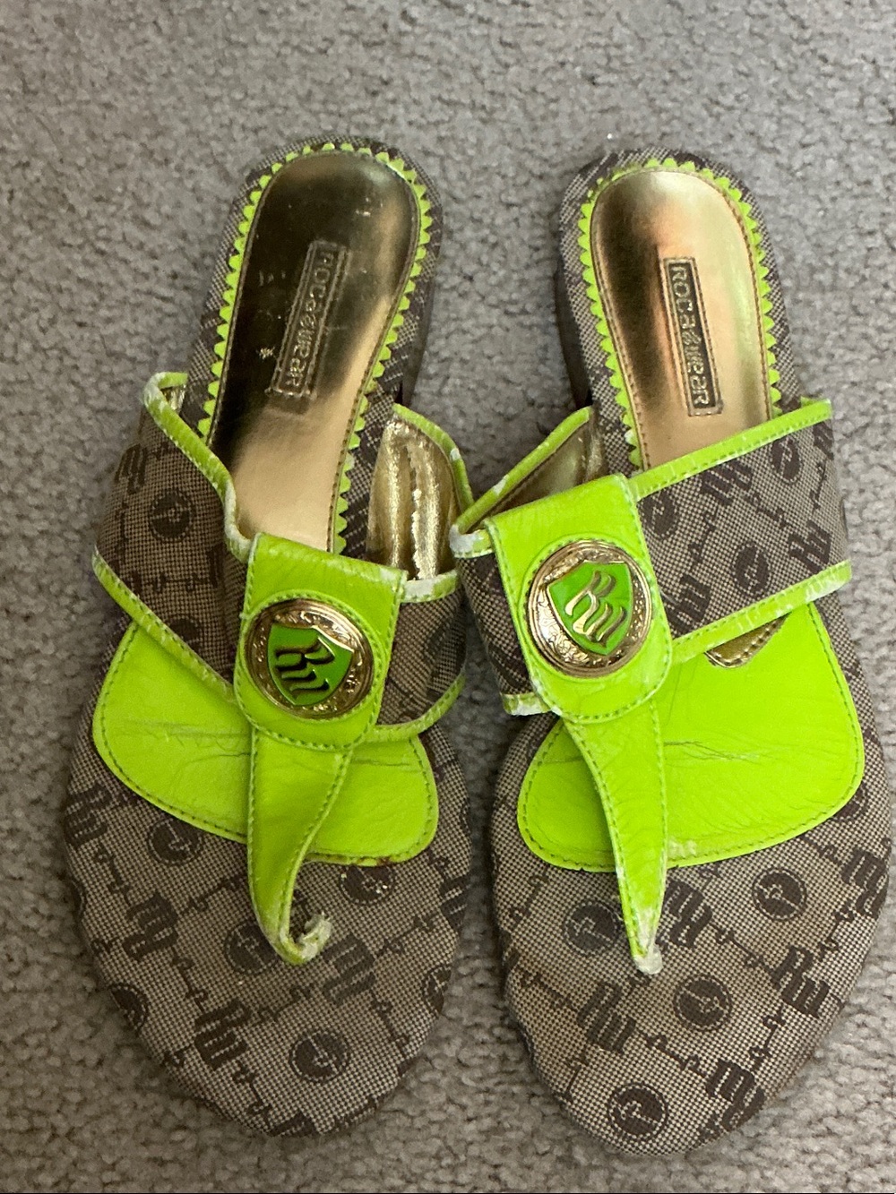 Rocawear Neon Lime Logo Thong Sandals